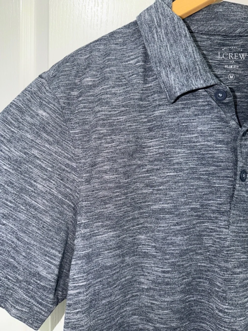 J. Crew Men’s Heathered navy blue Polo size medium slim fit